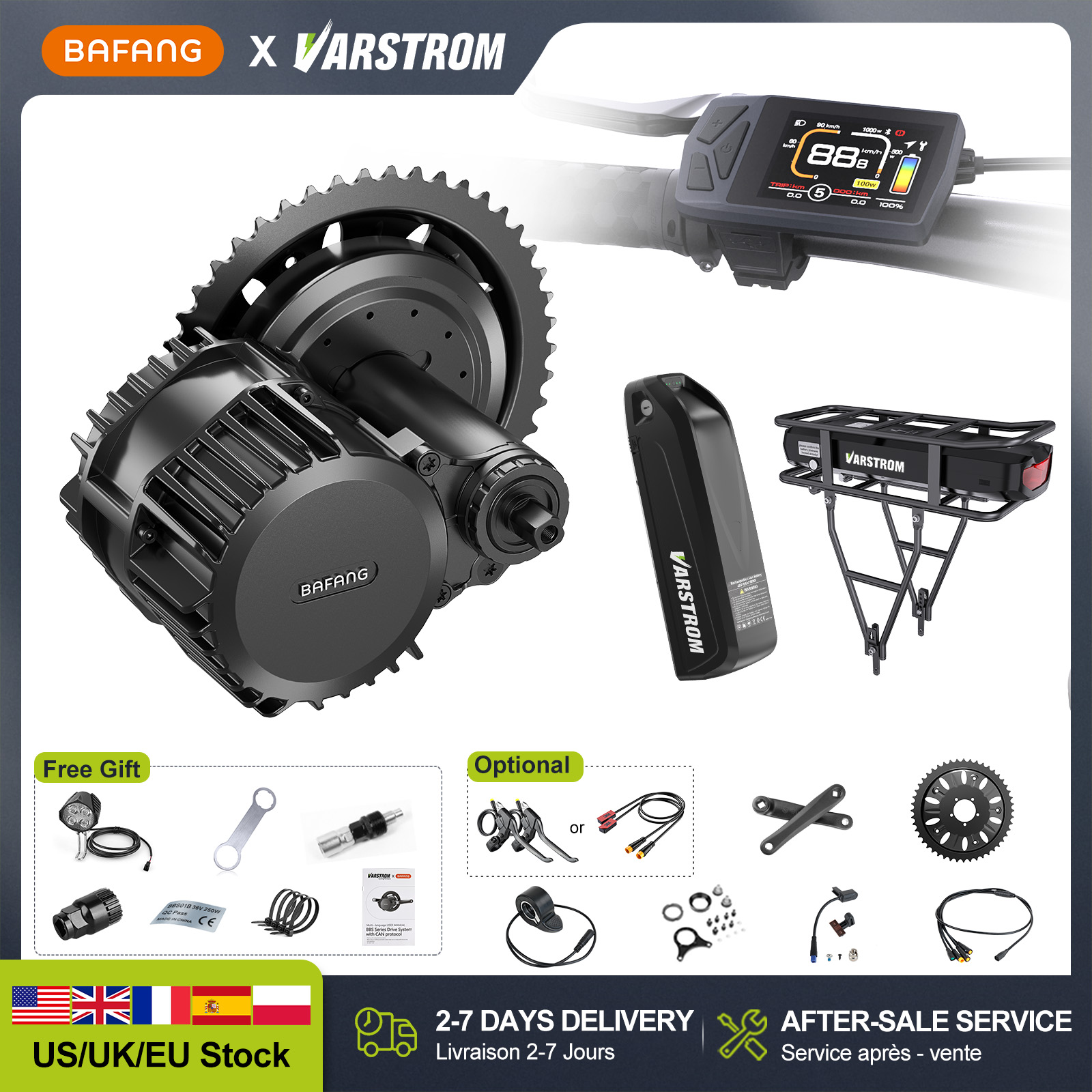 Bafang Bbshd 1000W Conversion Kit - [US-Lager] Bafang 48V Mittelmotor und Akku