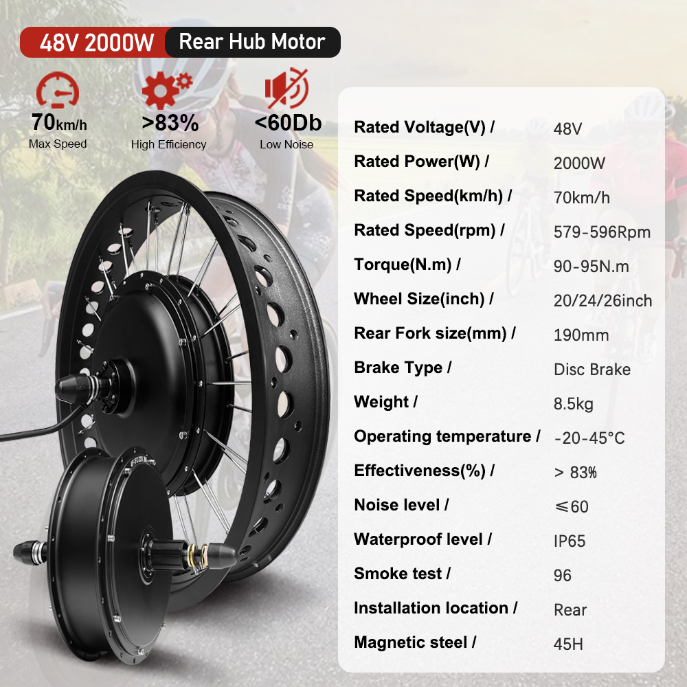 48V2000W Elektro-Fat-Bike-Moto – 72V 5000W Hub Motor Kit Bewertung und Preis